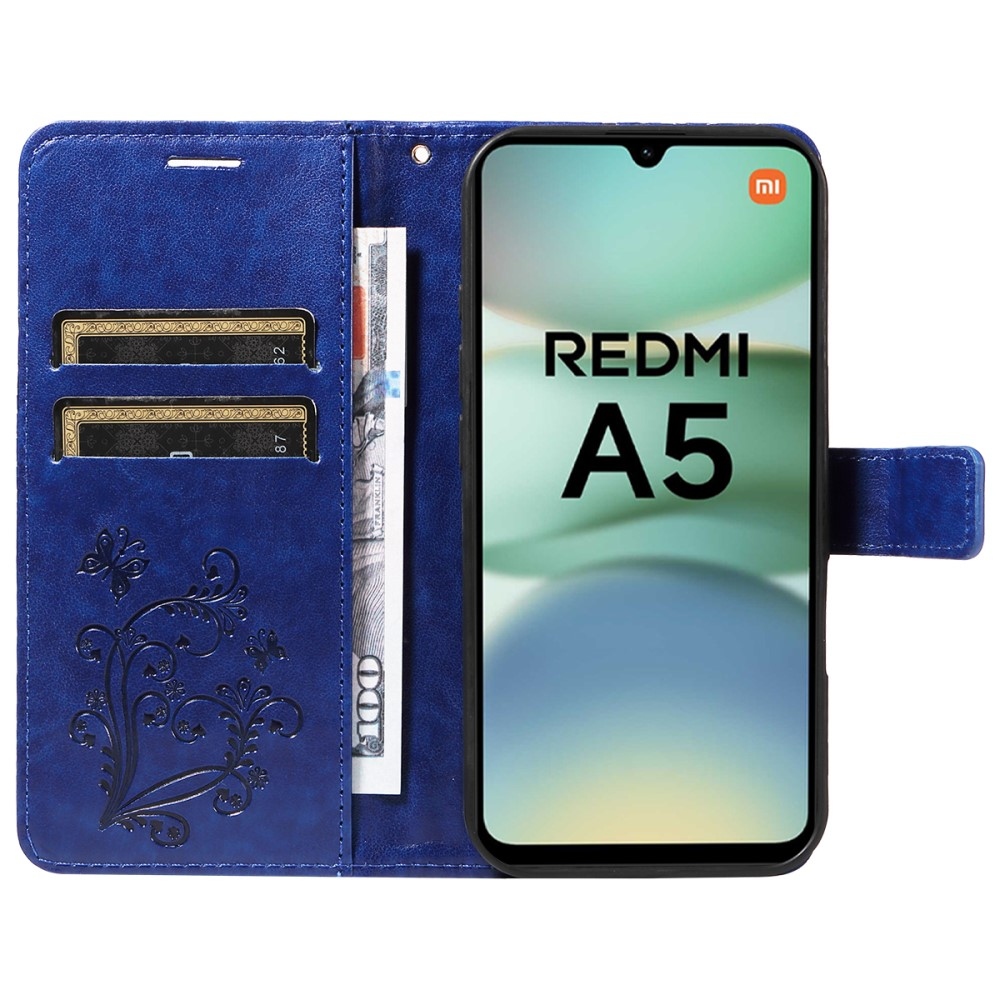 Nagy pillangó könyv tok Xiaomi Redmi A5 (171.7x77.8x8.3mm) számára - kék