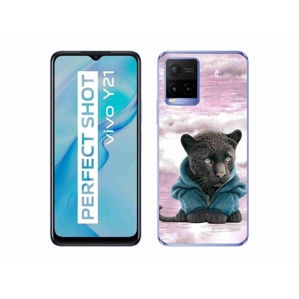 Zselés borítás mmCase a Vivo Y21/Y21s/Y33s készülékhez - fekete párduc pulóverben