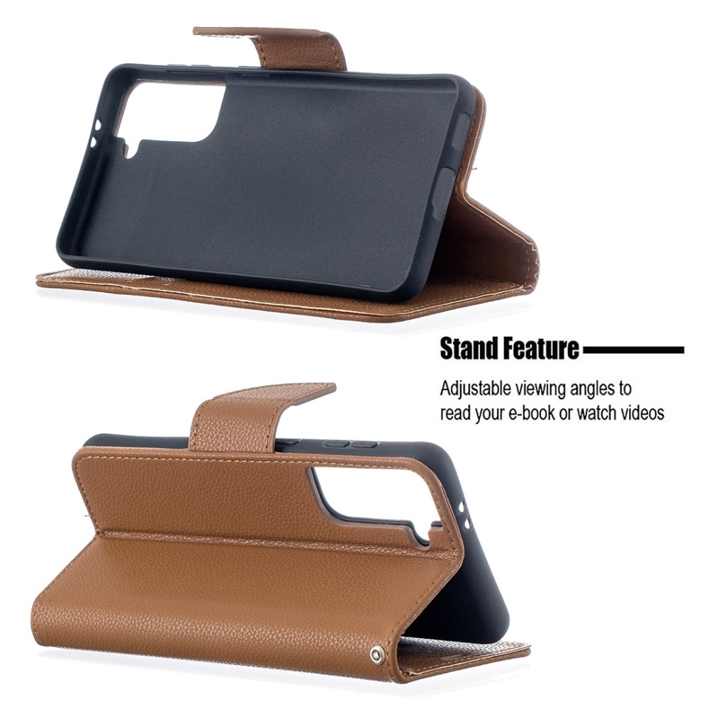 Tárcás könyvtáska Samsung Galaxy S21-hez - barna