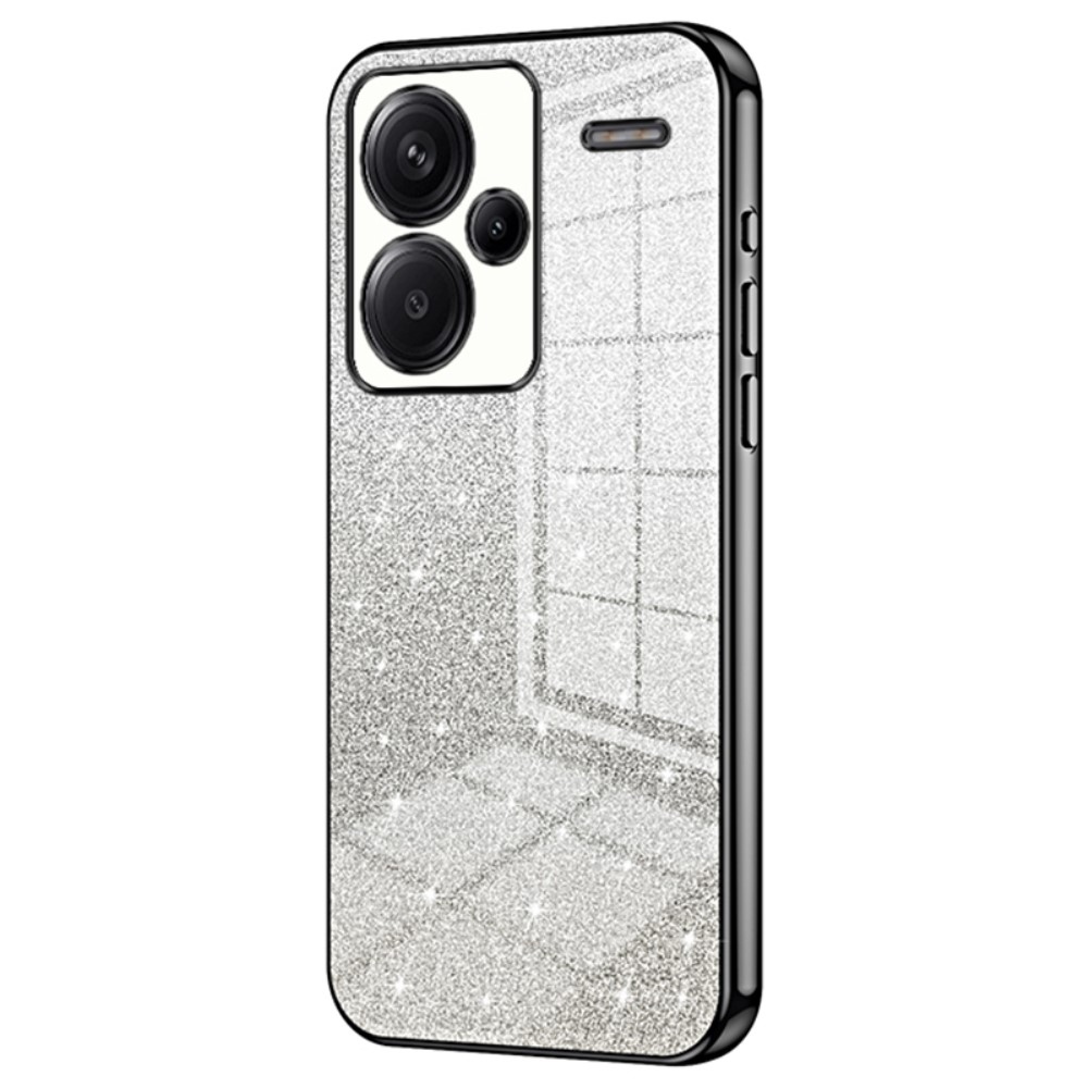 Vágott zselés csillogó tok a Xiaomi Redmi Note 13 Pro+ 5G számára - fekete