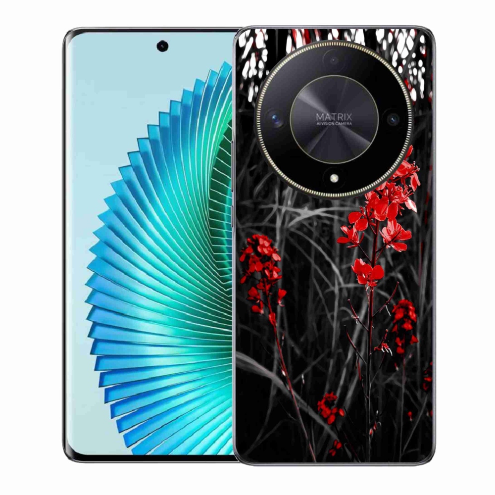 Gél borítás mmCase a Honor Magic 6 Lite 5G számára - piros növény