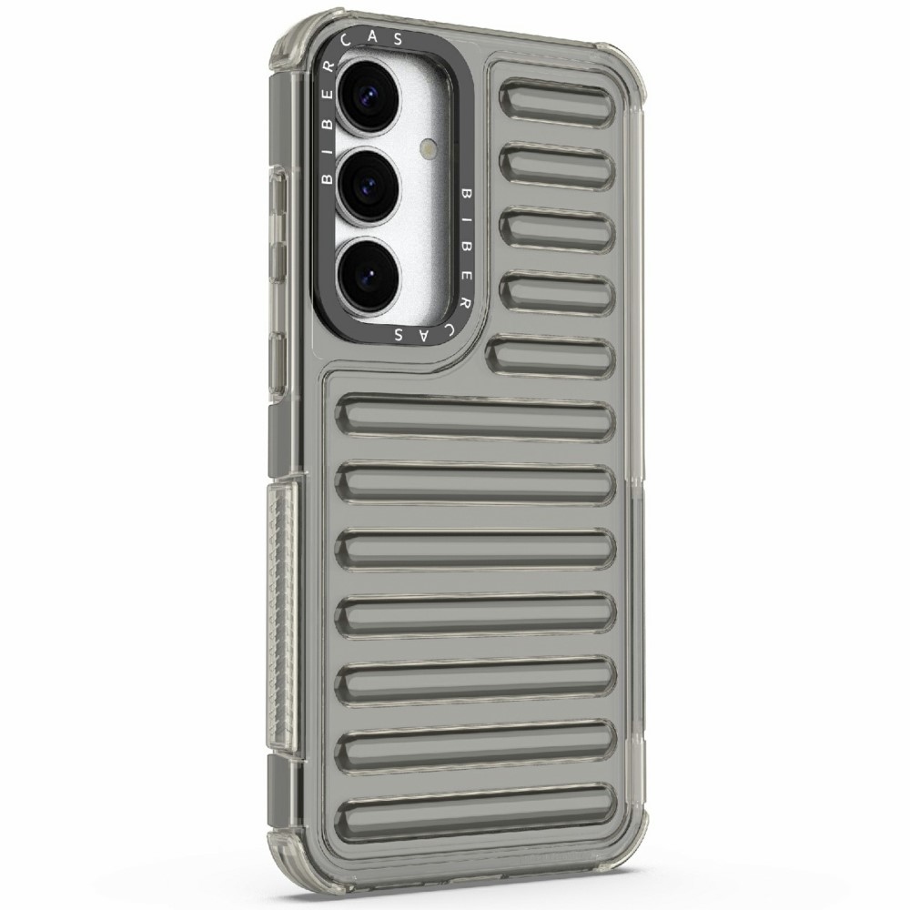 Csíkos tartós borító Samsung Galaxy S25+ készülékhez - szürke