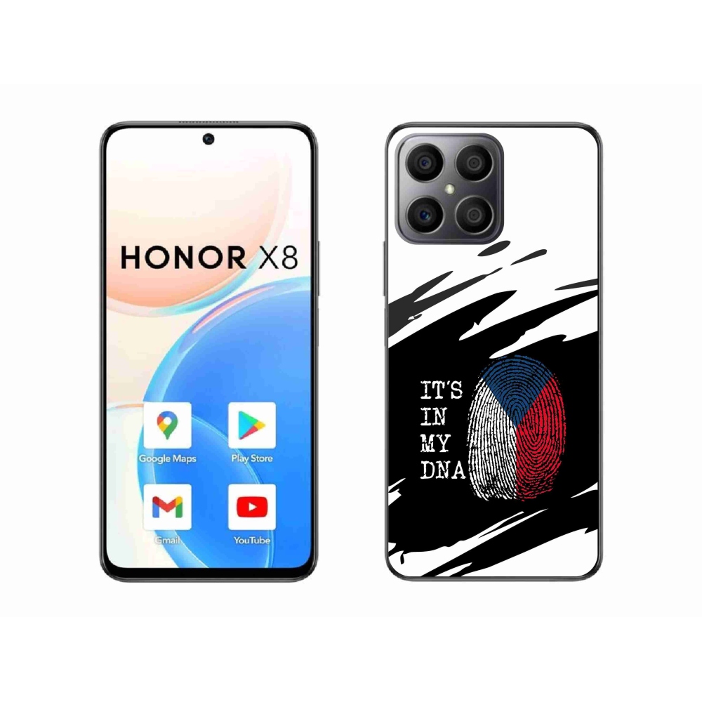 Gél borító mmCase a Honor X8 4G - zászlós ujjlenyomat fekete és fehér háttérrel