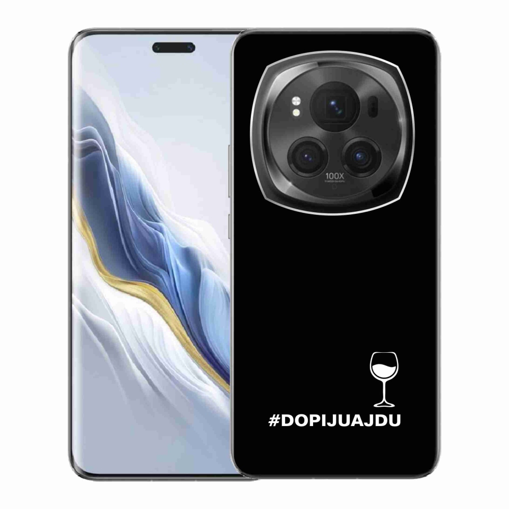 Zselés borítás mmCase a Honor Magic 6 Pro 5G készülékhez - bor motívum fekete háttérrel