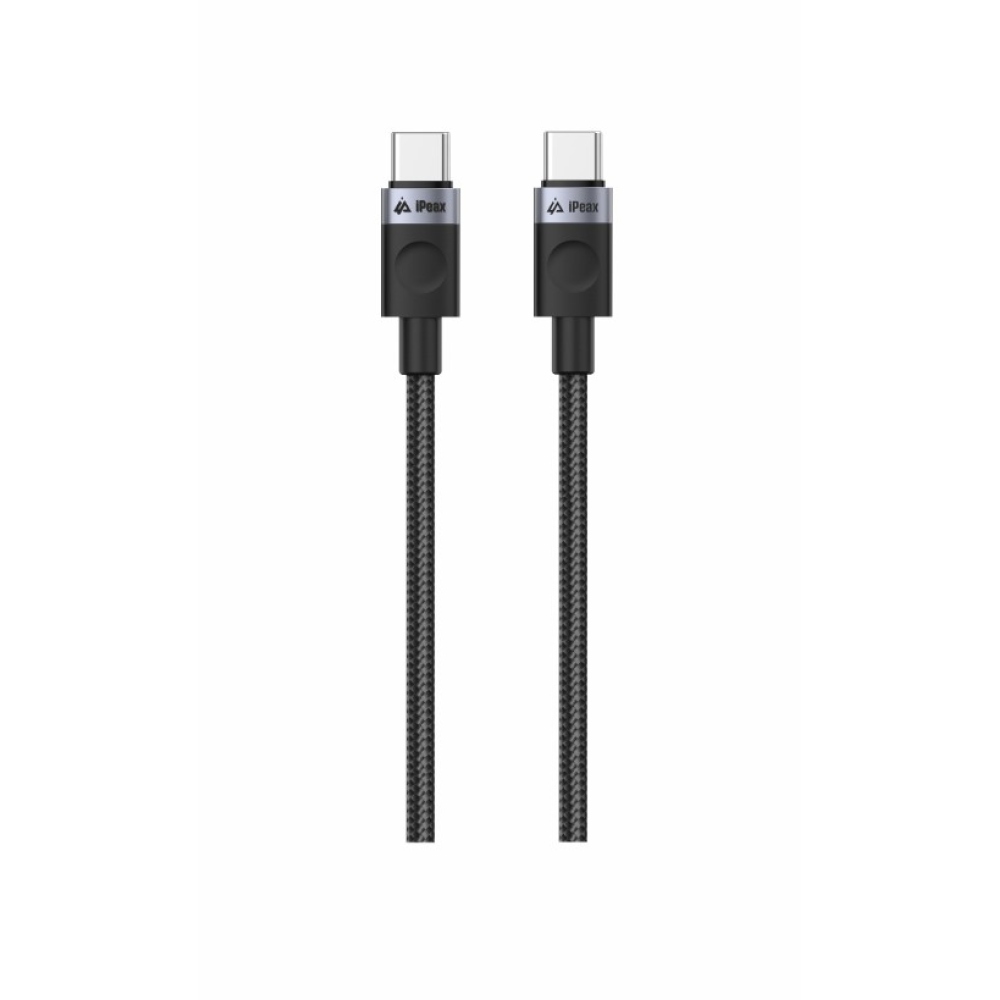 iPEAX textilkábel USB-C / USB-C 1 m, USB 2.0 - fekete
