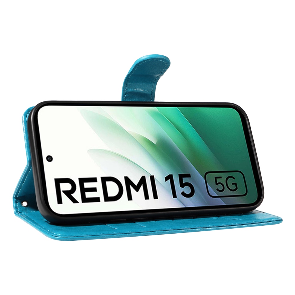 Virágok könyv tok Xiaomi Redmi 15 5G (169mm) - kék
