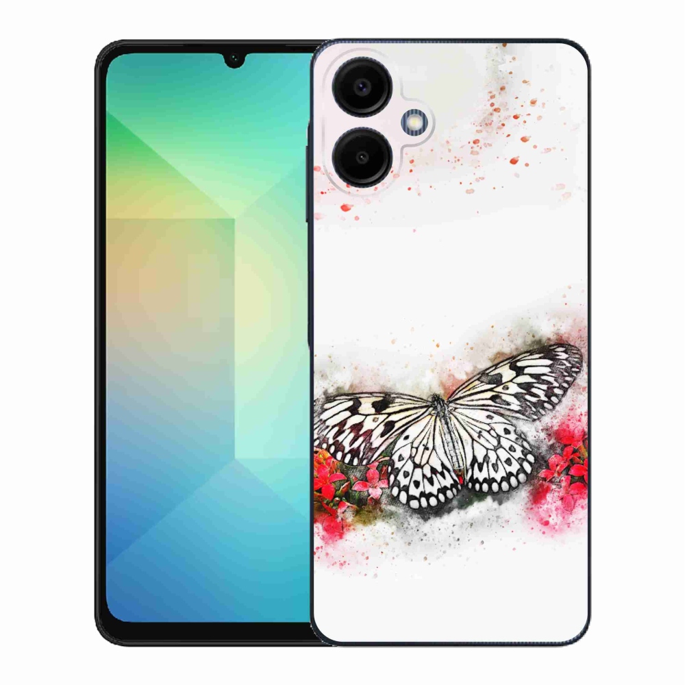 Gél borítás mmCase Samsung Galaxy A06 4G - fekete-fehér pillangó
