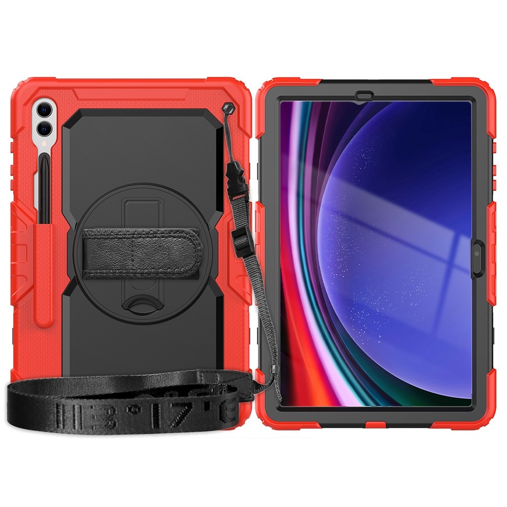 Rúgásálló borítás kézi fogantyúval Samsung Galaxy Tab S9+/Tab S10+ készülékhez - piros