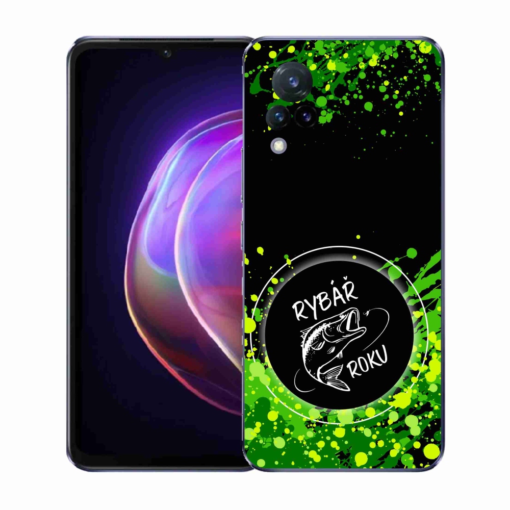 Gél borító mmCase a Vivo V21 4G/5G-n - az év horgásza fekete háttérrel