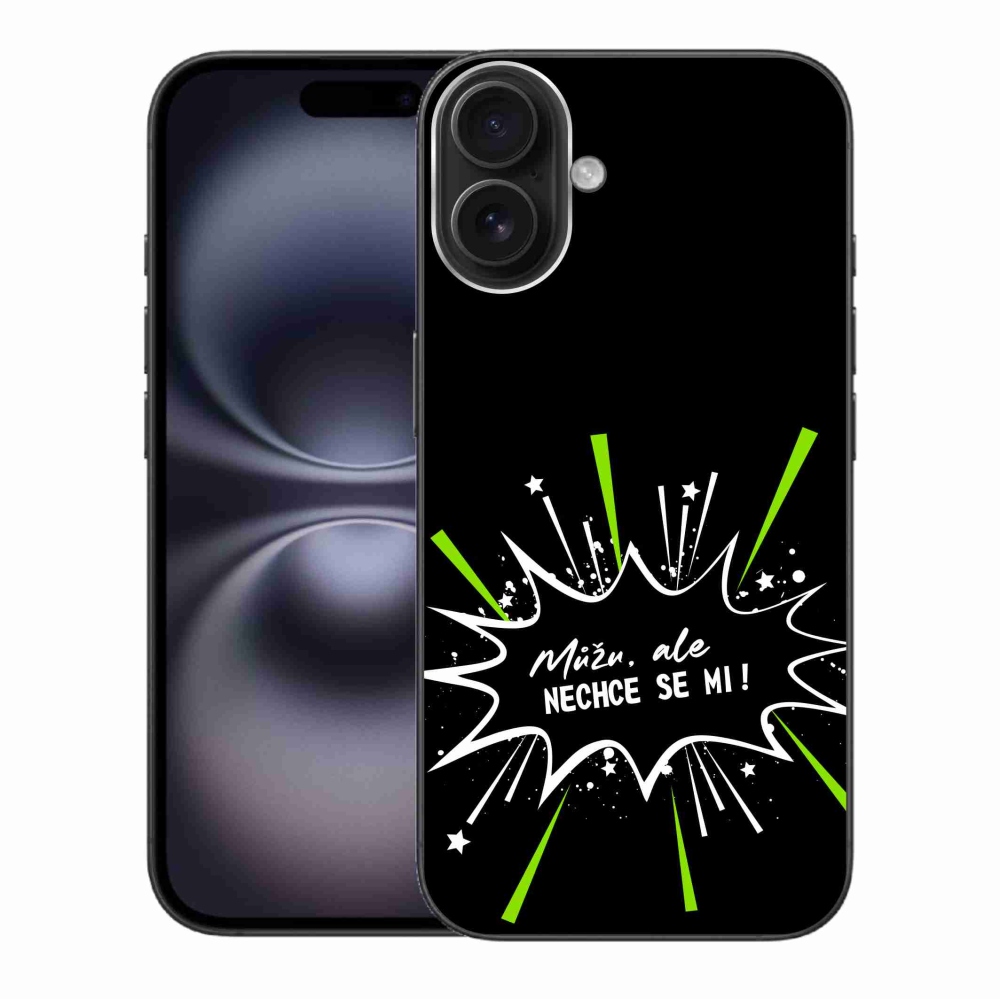 Gél borítás mmCase iPhone 16 Plus készülékhez - vicces szöveg 11 fekete háttér
