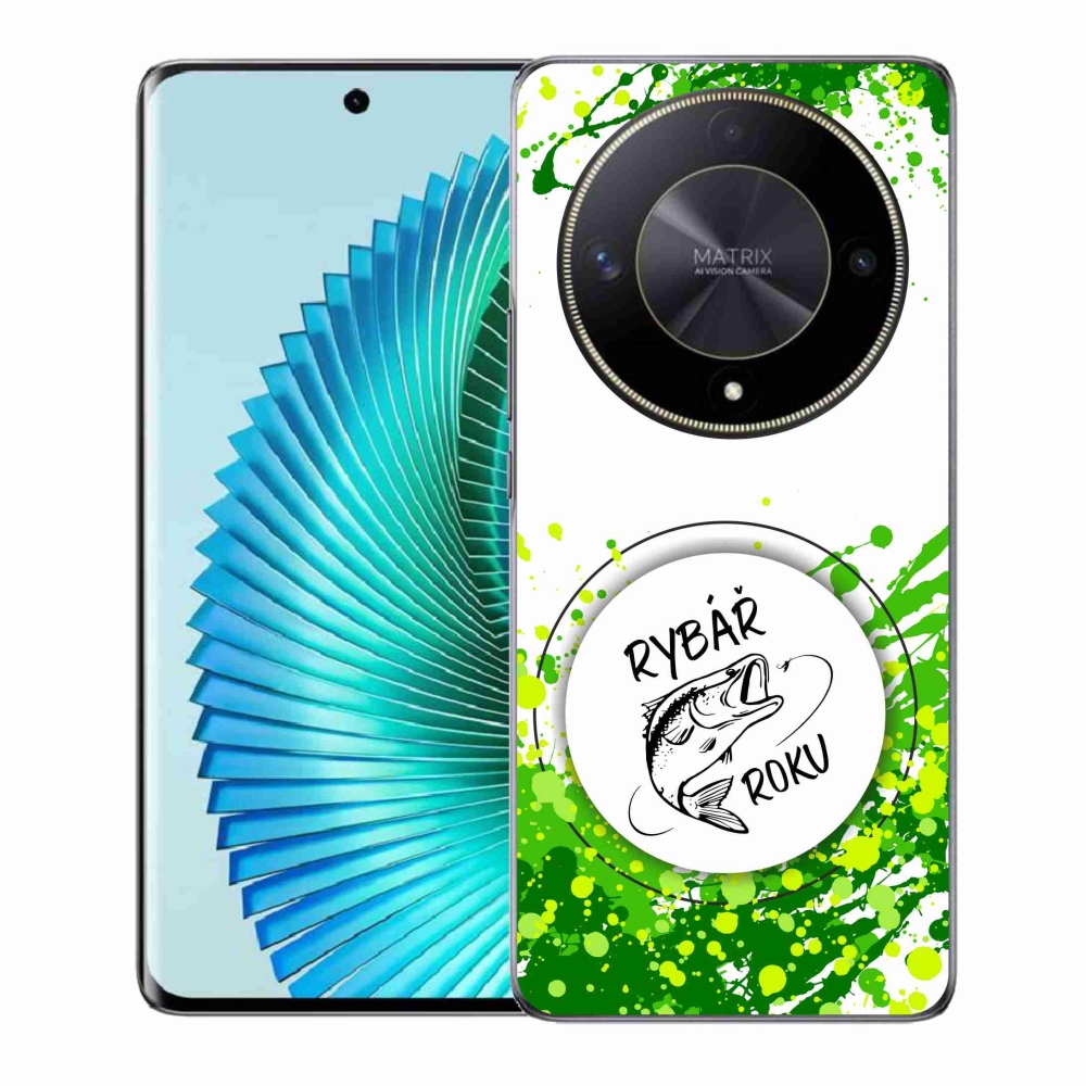 Gél borító mmCase a Honor Magic 6 Lite 5G számára - az év horgásza fehér háttérrel