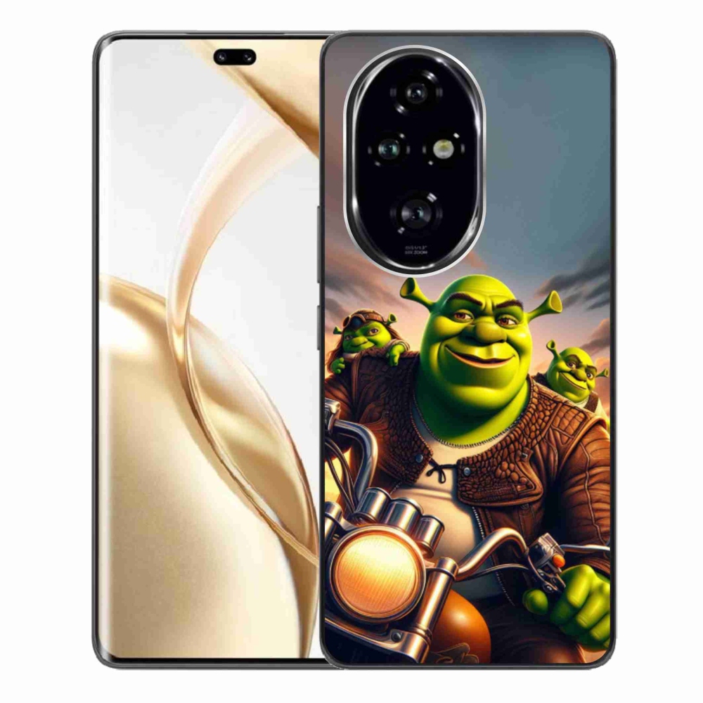 Zselés borítás mmCase a Honor 200 Pro 5G számára - Shrek egy motorkerékpáron