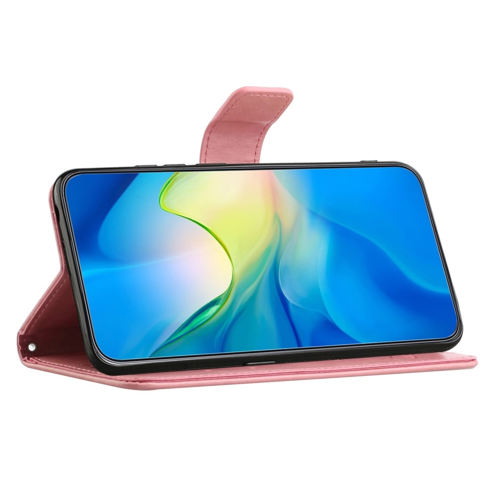 Virágos könyv tok a Xiaomi Redmi 12 4G/5G készülékhez - rózsaszínű