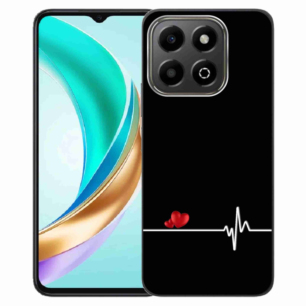 Gél borító mmCase a Honor X6b készülékhez - szív és szívverés fekete háttérrel