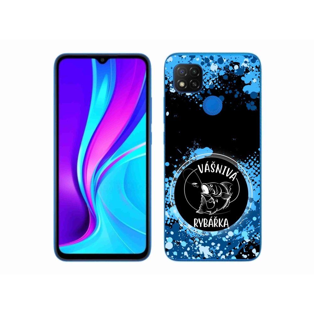 Gél borítás mmCase a Xiaomi Redmi 9C-hez - szenvedélyes halász fekete háttérrel