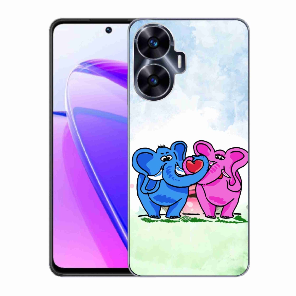 Gél borítás mmCase a Realme C55 készülékhez - szerelmes elefántok