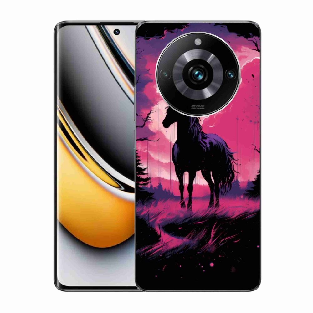 Zselés borítás mmCase a Realme 11 Pro/11 Pro+ készülékhez - fekete rajzfilm ló 1