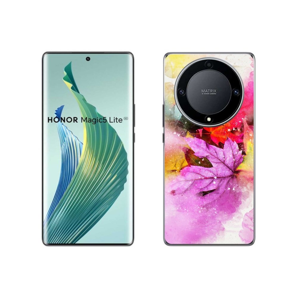 Zselés borítás mmCase a Honor Magic 5 Lite 5G számára - színes levelek