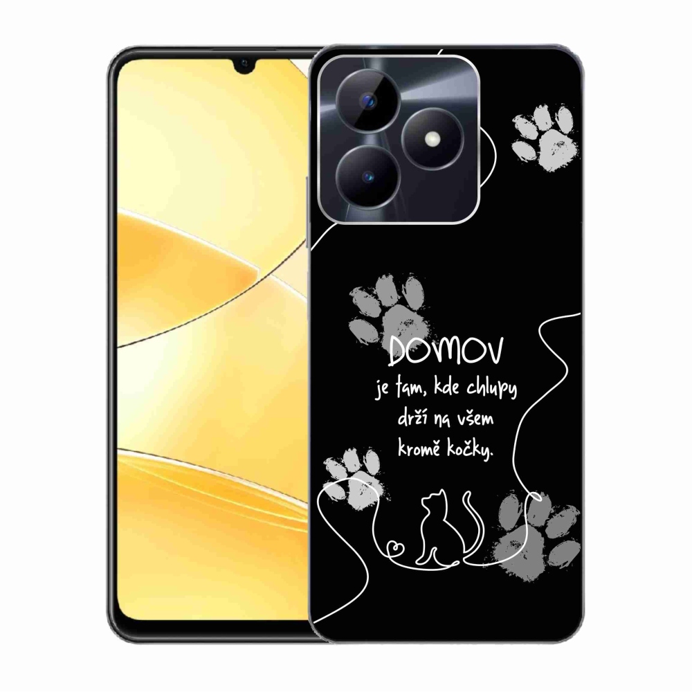 Zselés borító mmCase a Realme C51/C53 készülékhez - macska motívum fekete háttérrel