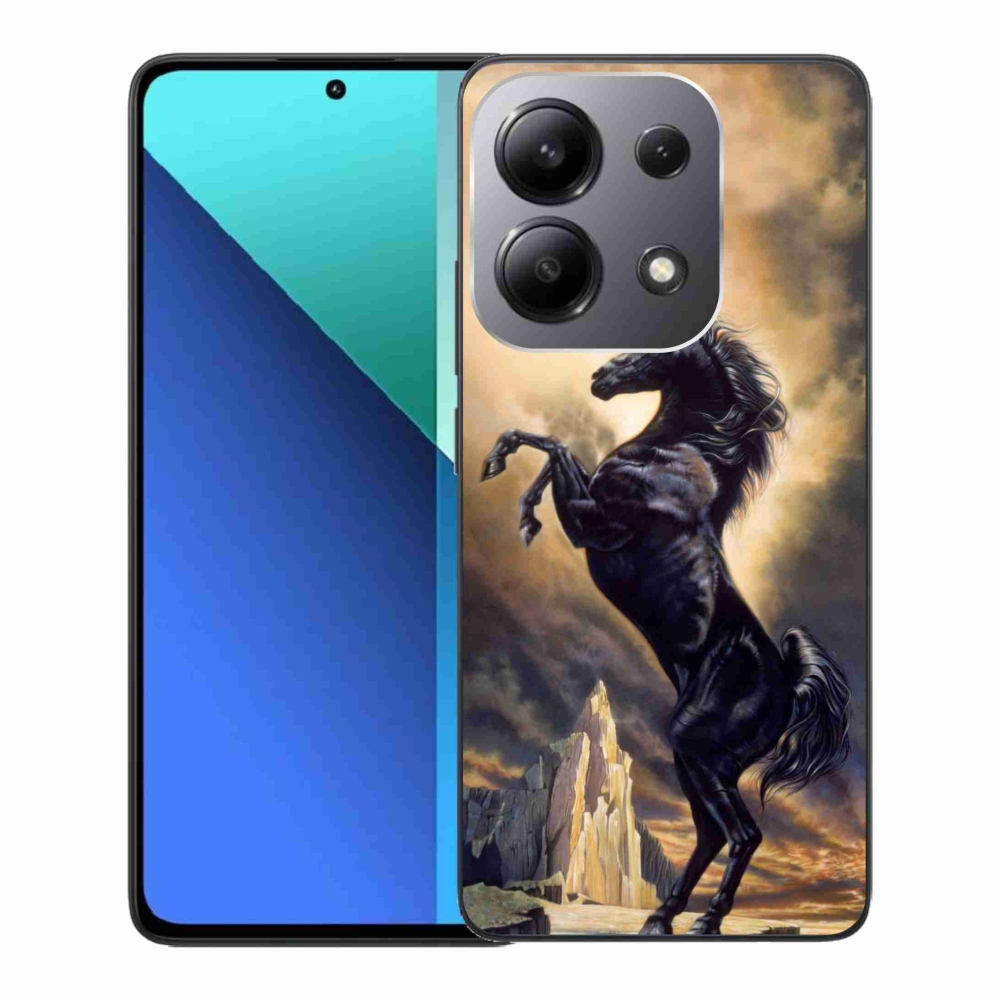 Gél borítás mmCase a Xiaomi Redmi Note 13-hoz - fekete rajzfilm ló