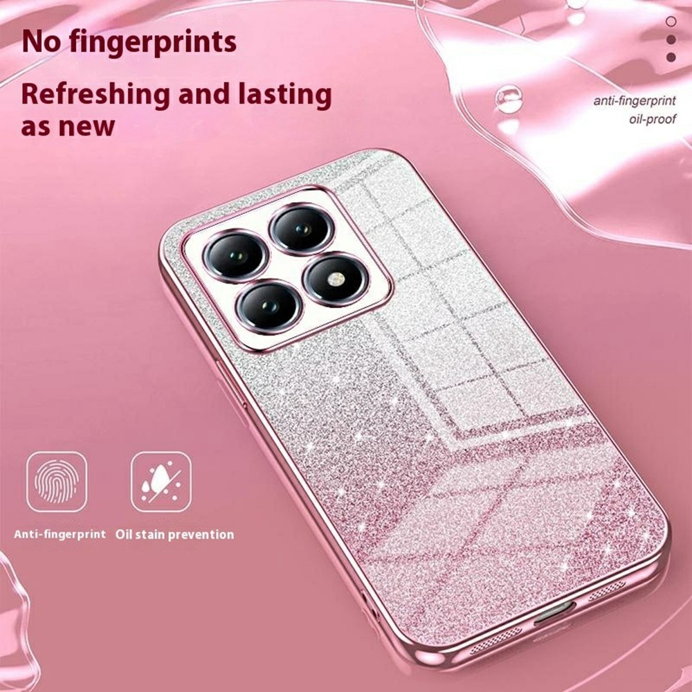 Vágott zselés csillogó tok a Xiaomi 14T Pro-hoz - rózsaszínű