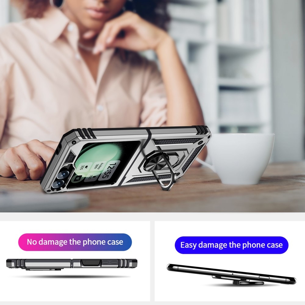 Gyűrűálló borítás Samsung Galaxy Z Flip6 5G / Z Flip7 FE 5G készülékhez - ezüst színű