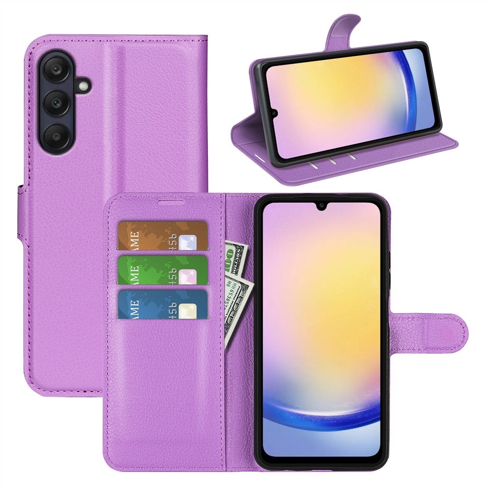 Litchi könyv tok Samsung Galaxy A26 5G - lila