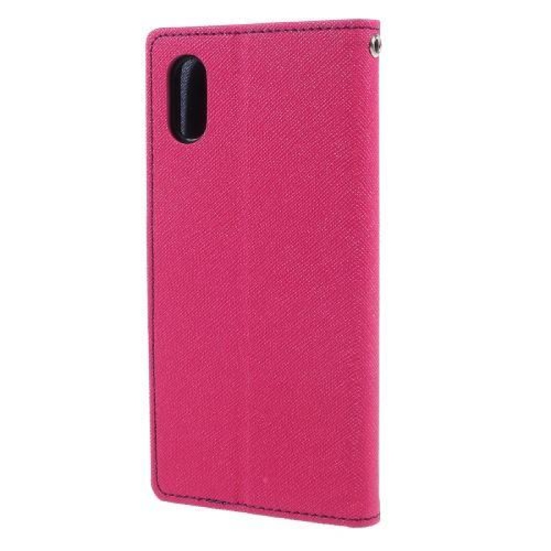 Fancy PU bőr könyv tok iPhone X készülékhez - rózsaszínű