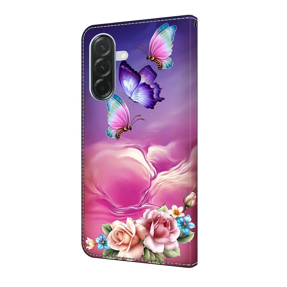 Divatos könyvtáska Samsung Galaxy A16 4G/5G - virágok és pillangók