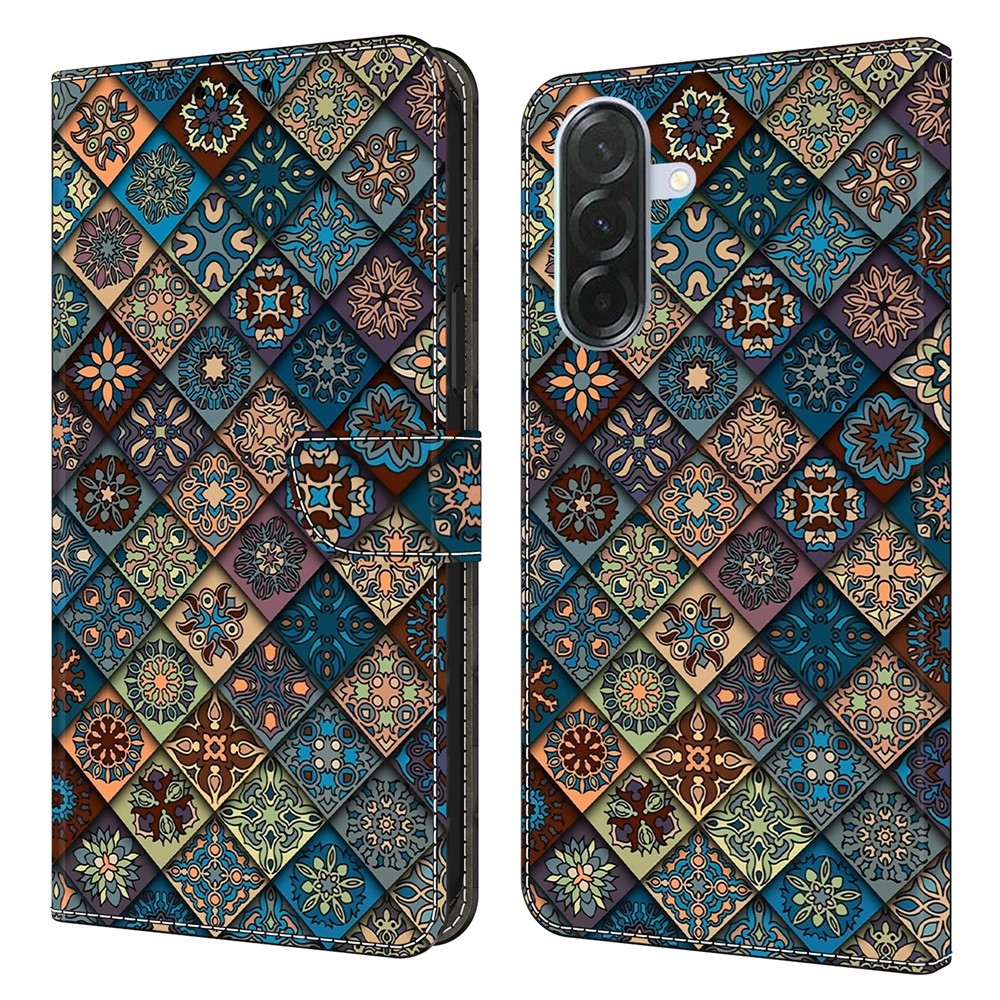 Divatos könyvtáska Samsung Galaxy A36 5G - színes mintákkal