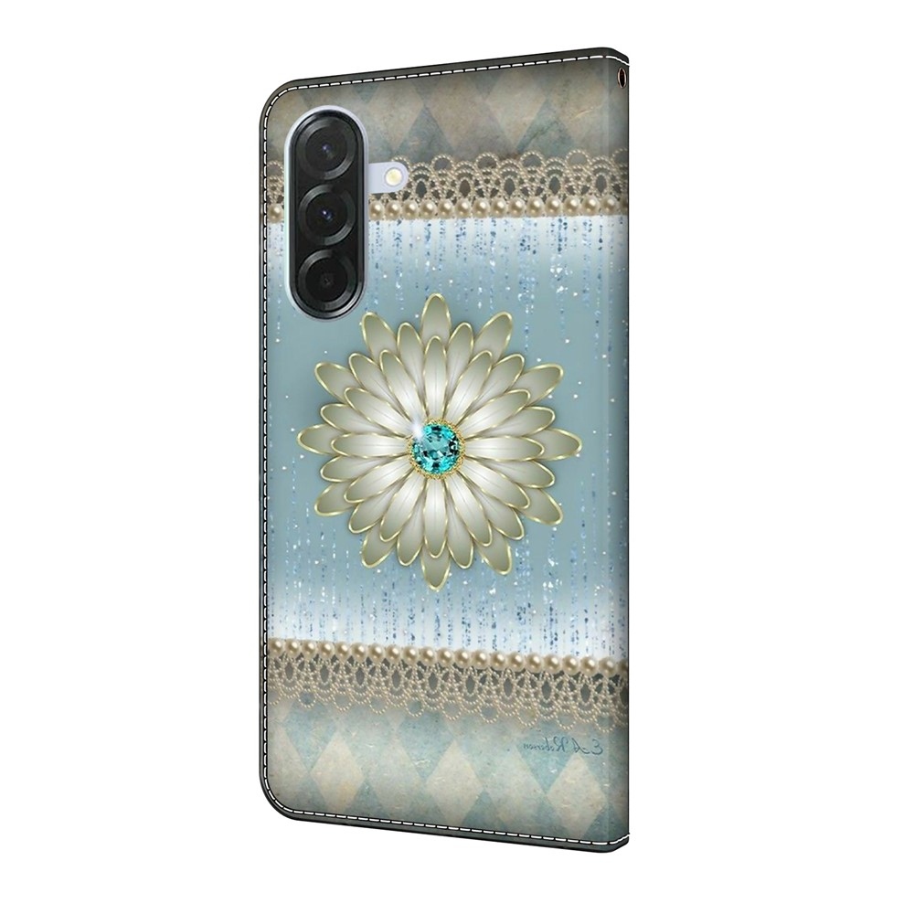 Divatos könyvtáska Samsung Galaxy A36 5G - gyémánt virág