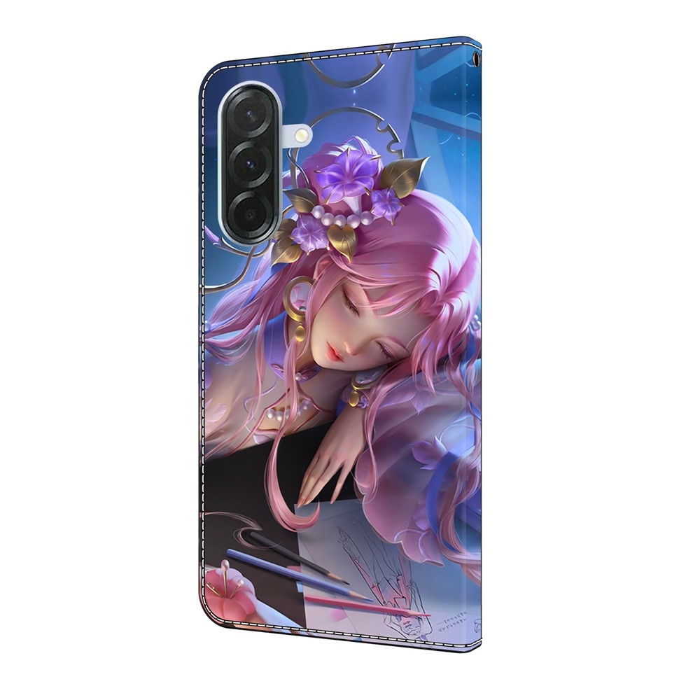 Divatos könyvtáska Samsung Galaxy A36 5G - alvó lányhoz