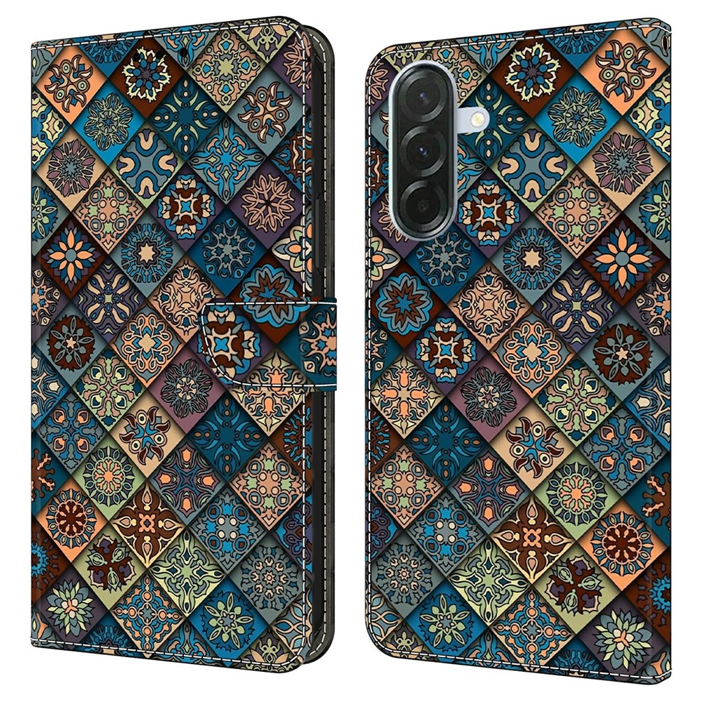 Divatos könyvtáska Samsung Galaxy A37 5G - színes mintákkal