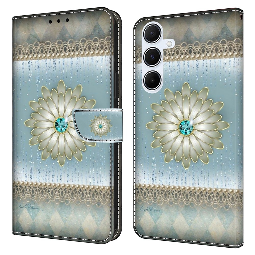 Divatos könyvtáska Samsung Galaxy A56 5G - gyémánt virág