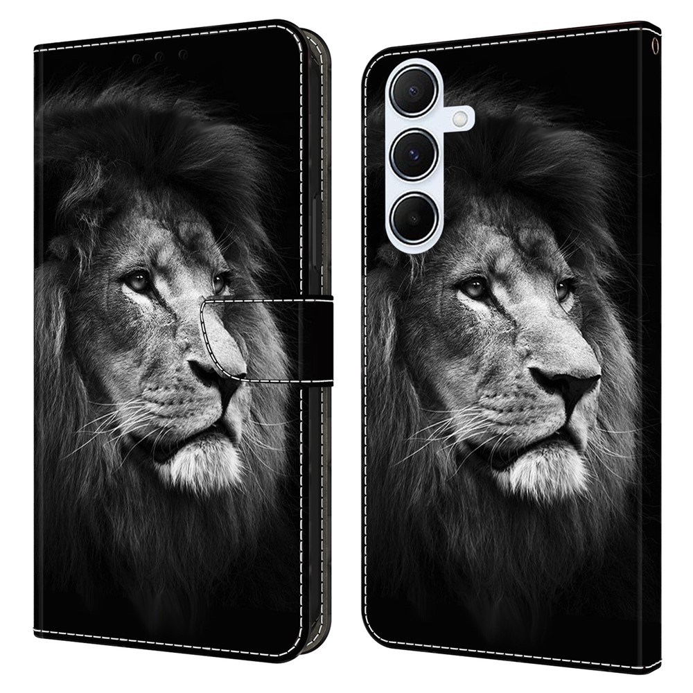 Divatos könyv tok Samsung Galaxy A56 5G - oroszlán