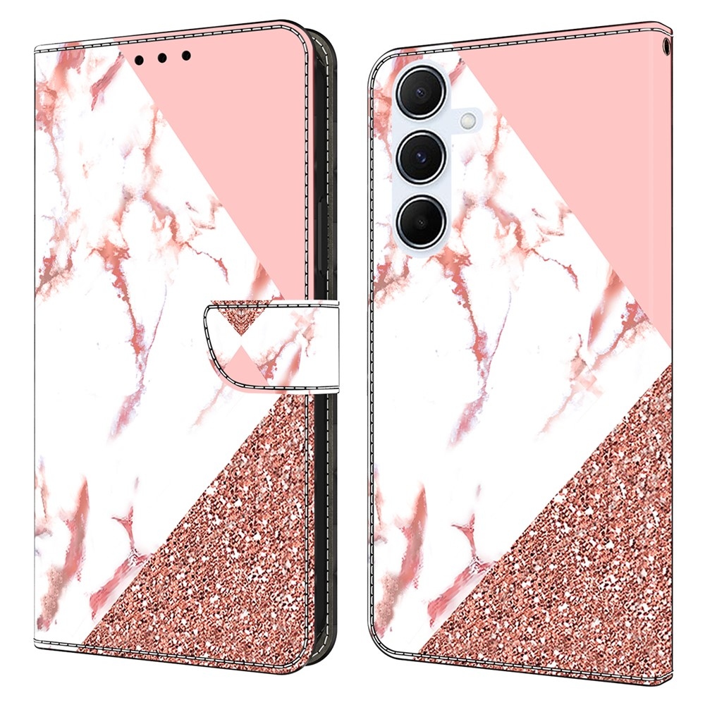 Divatos könyvtáska Samsung Galaxy A56 5G - háromszög alakú mintával