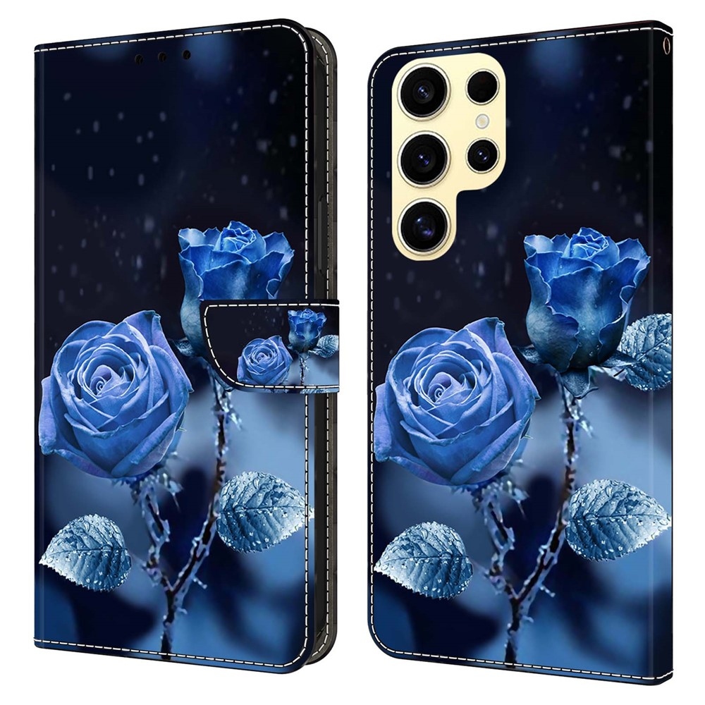 Divatos könyv tok Samsung Galaxy S26 Ultra készülékhez - kék rózsa