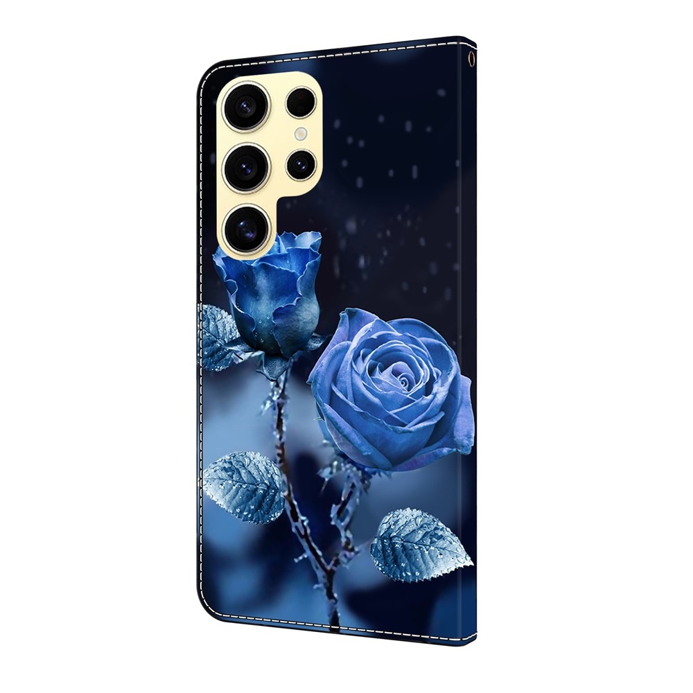 Divatos könyv tok Samsung Galaxy S26 Ultra készülékhez - kék rózsa