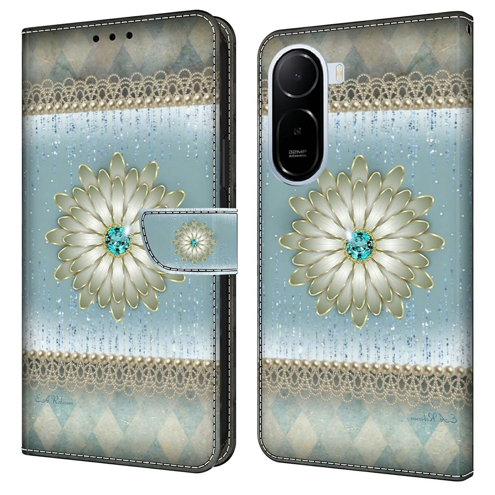 Divatos könyv tok a Xiaomi Redmi A7 Pro-hoz - gyémánt virág