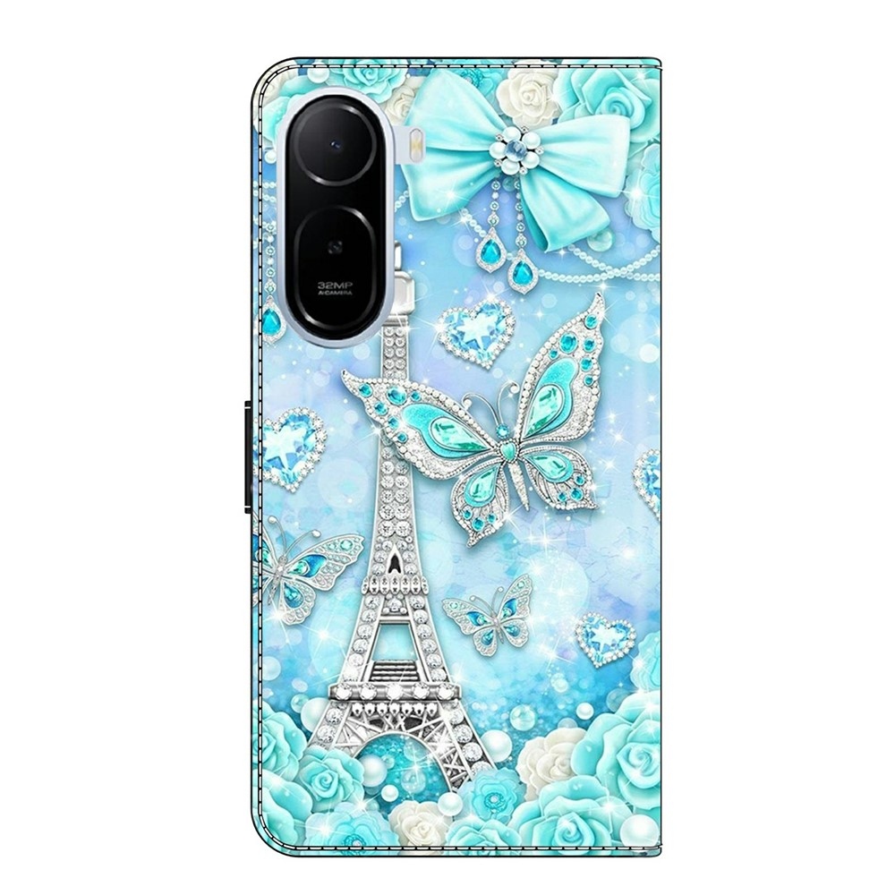 Divatos könyv tok Xiaomi Redmi A7 Pro-hoz - Eiffel-torony és pillangók