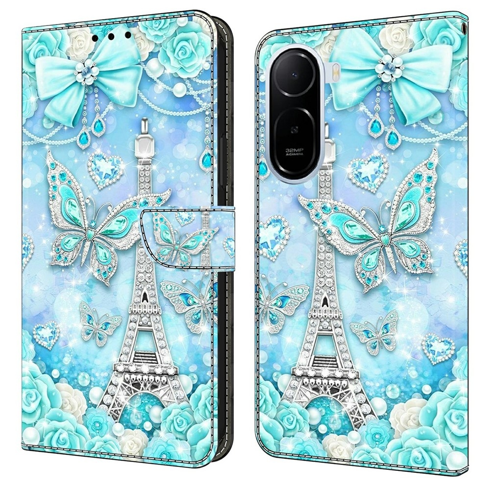 Divatos könyv tok Xiaomi Redmi A7 Pro-hoz - Eiffel-torony és pillangók