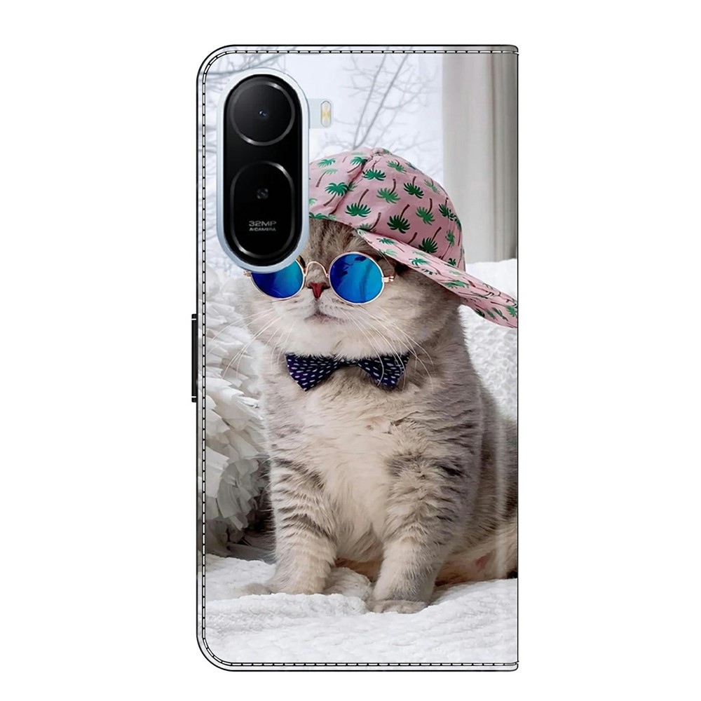 Divatos könyv tok a Xiaomi Redmi A7 Pro-hoz - macska a sapkában