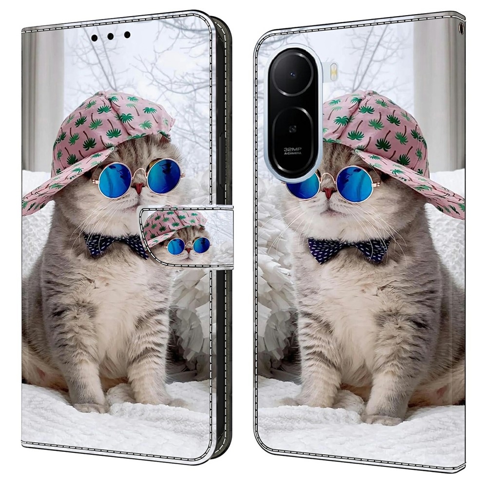Divatos könyv tok a Xiaomi Redmi A7 Pro-hoz - macska a sapkában