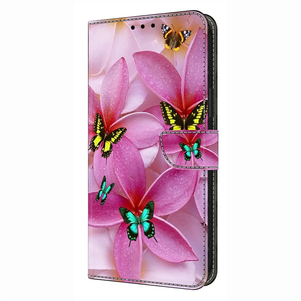 Divatos könyv tok a Xiaomi Redmi A7 Pro-hoz - pillangók és rózsaszín virágok
