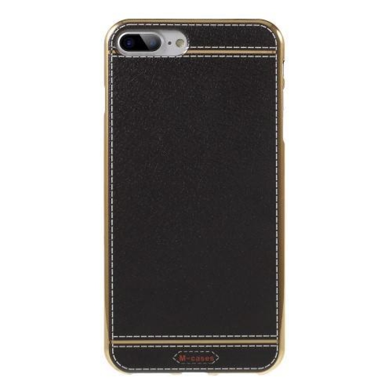 FashionStyle zselés tok PU bőr hátlappal iPhone 8 Plus és iPhone 7 Plus készülékhez - fekete minta