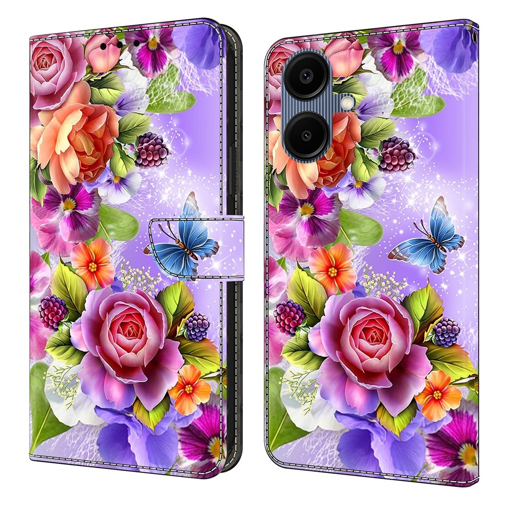 Sima könyves tok Samsung Galaxy A07 4G - színes virágokhoz