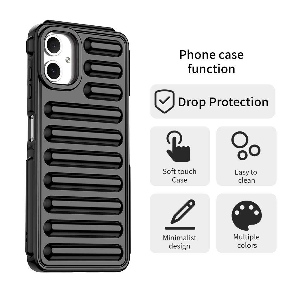 Csíkos tartós borító Samsung Galaxy A06 4G készülékhez - fekete