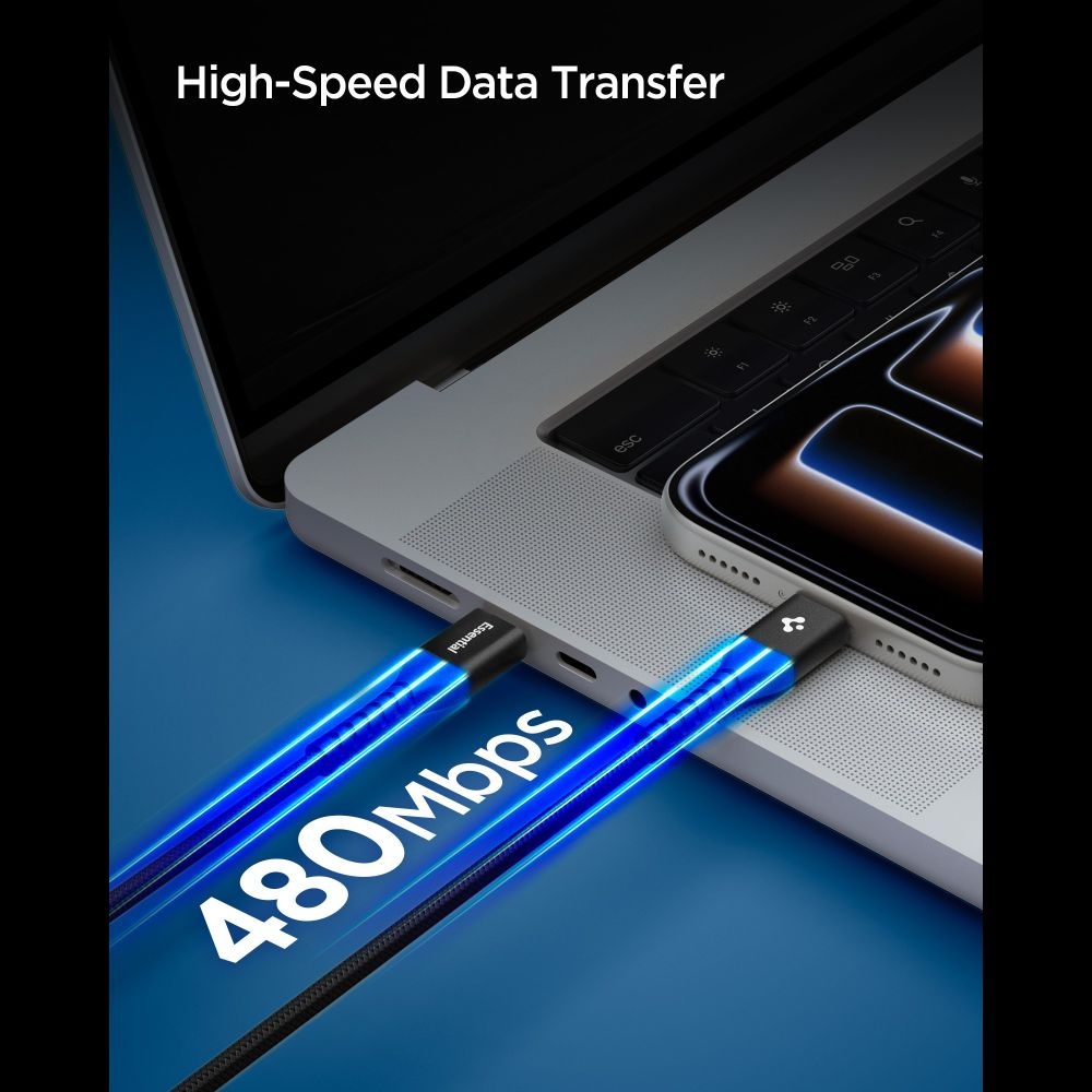 Spigen EB10010CCA USB-C/USB-C 100W adatkábel 1m - fekete