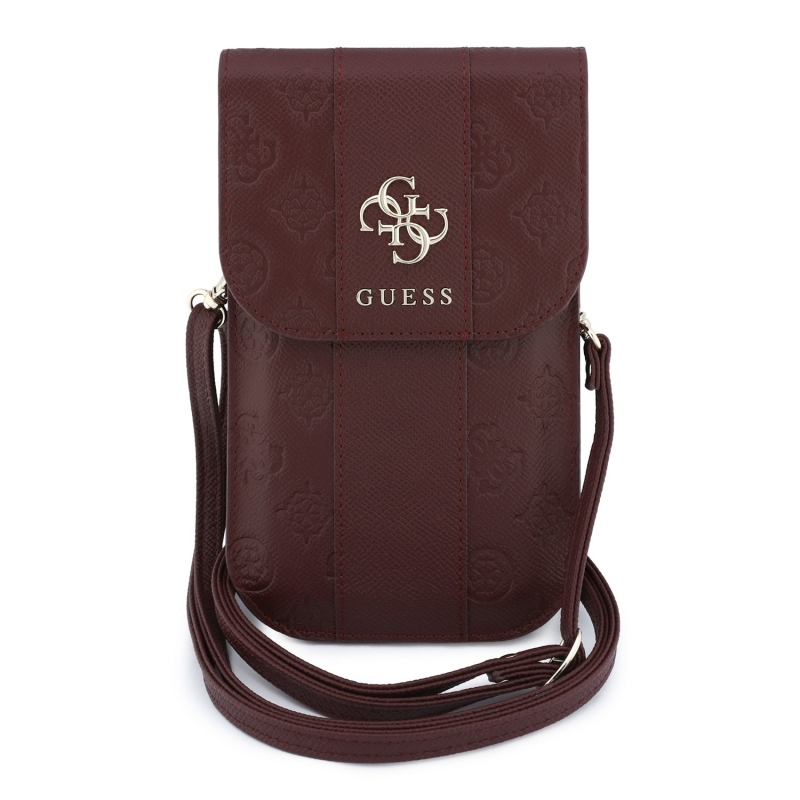 Guess PU 4G Peony Stripe Metal Logo mobiltelefon-táska, bordó