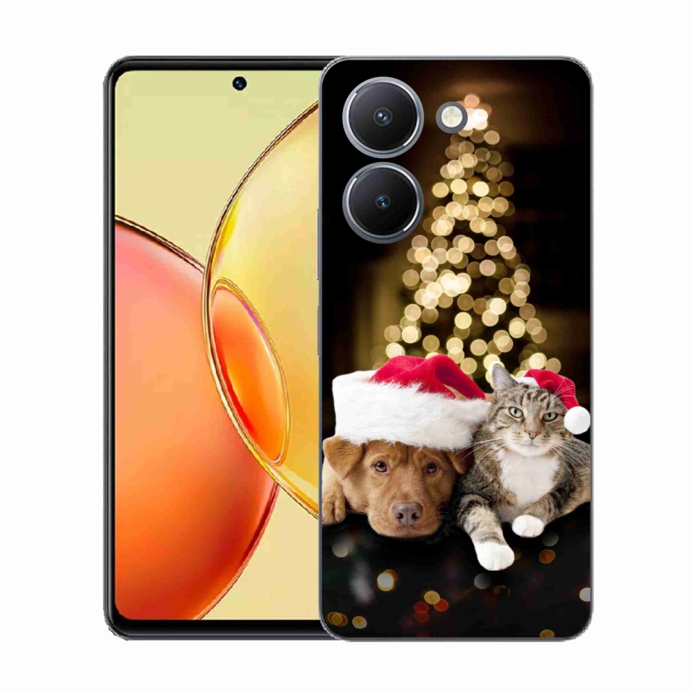 Gél borító mmCase a Vivo Y36-hoz - Karácsonyi kutya és macska